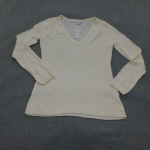 New York & Company Sweater Womens Medium Cream V Neck Lightweight Knit NWT